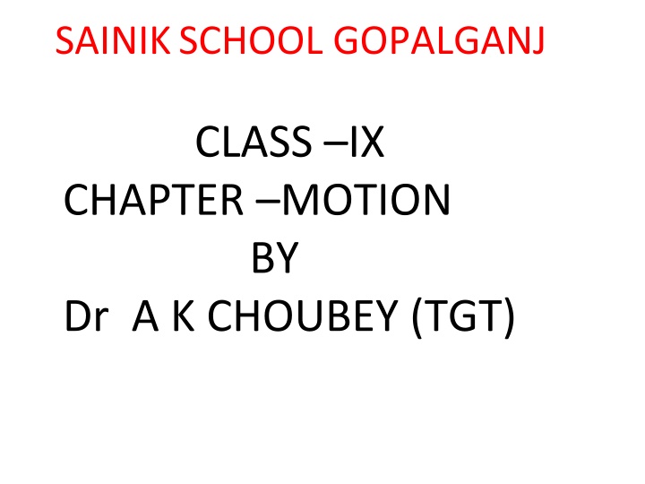 Motion: Concepts and Definitions in Physics