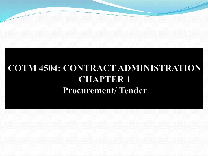 Overview of Construction Industry and Procurement Process