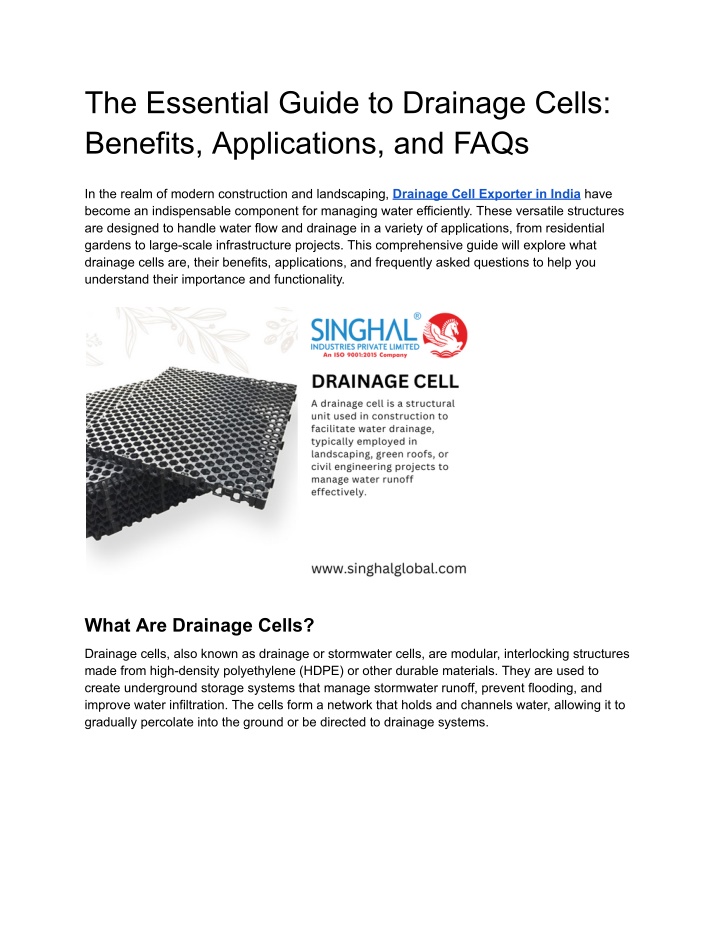 the essential guide to drainage cells benefits n.w