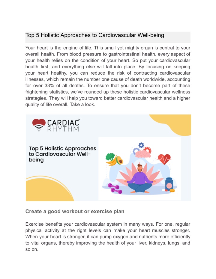 top 5 holistic approaches to cardiovascular well n.w