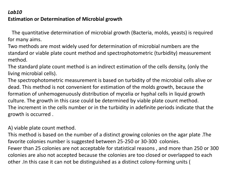Methods for Determination of Microbial Growth