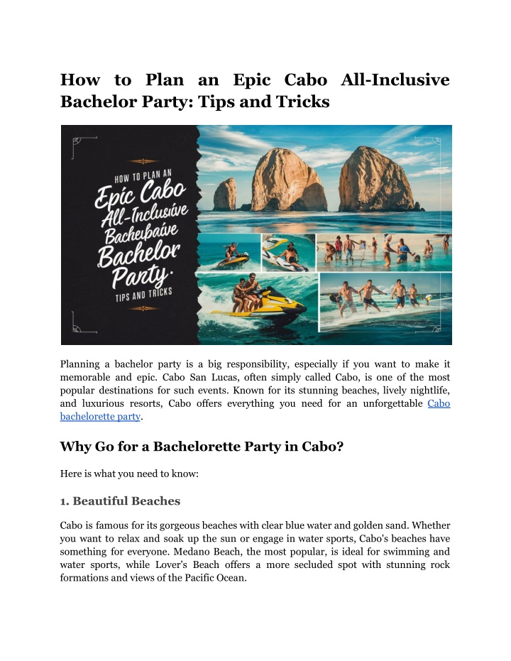 how to plan an epic cabo all inclusive bachelor n.w