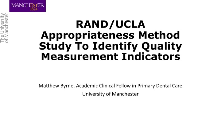 Study on Identifying Quality Measurement Indicators in Primary Dental Care