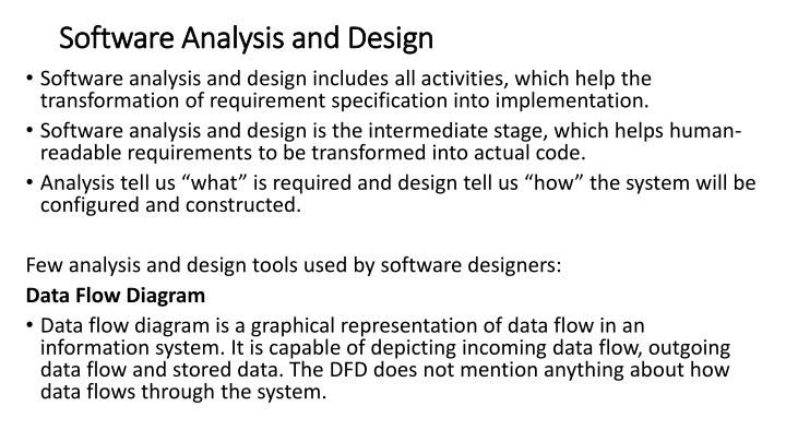 Software Analysis and Design