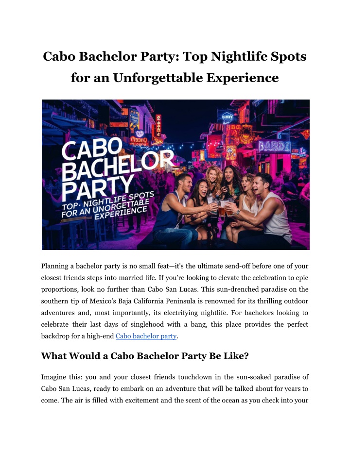 cabo bachelor party top nightlife spots n.w