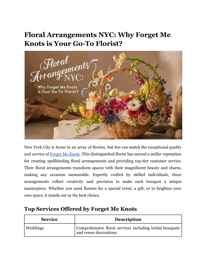 floral arrangements nyc why forget me knots n.w