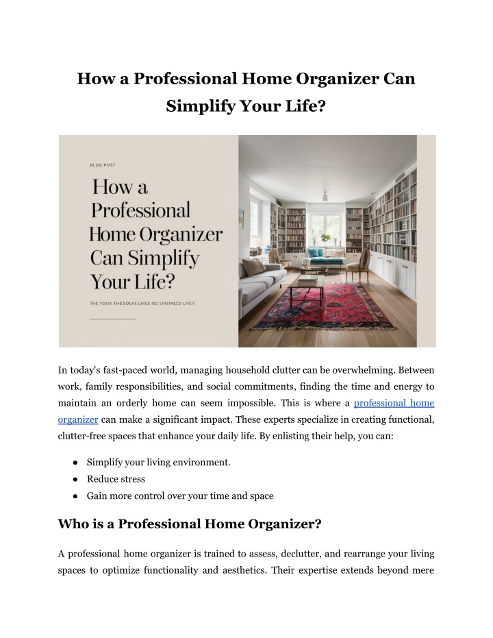 how a professional home organizer can n.w