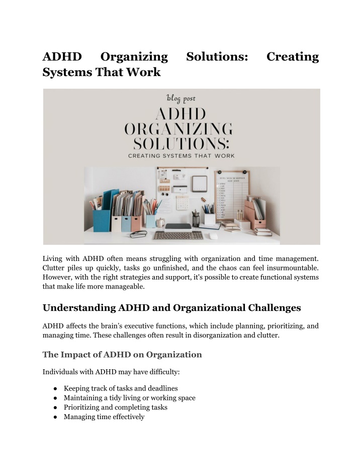 adhd systems that work n.w