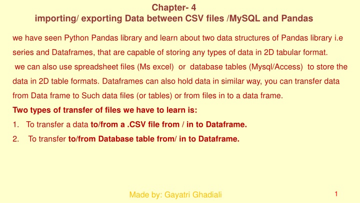 Importing and Exporting Data Between CSV Files, MySQL, and Pandas