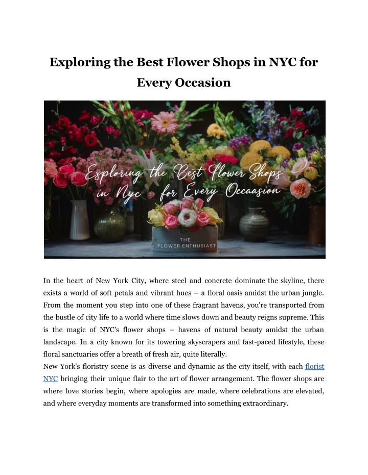 exploring the best flower shops in nyc for n.w