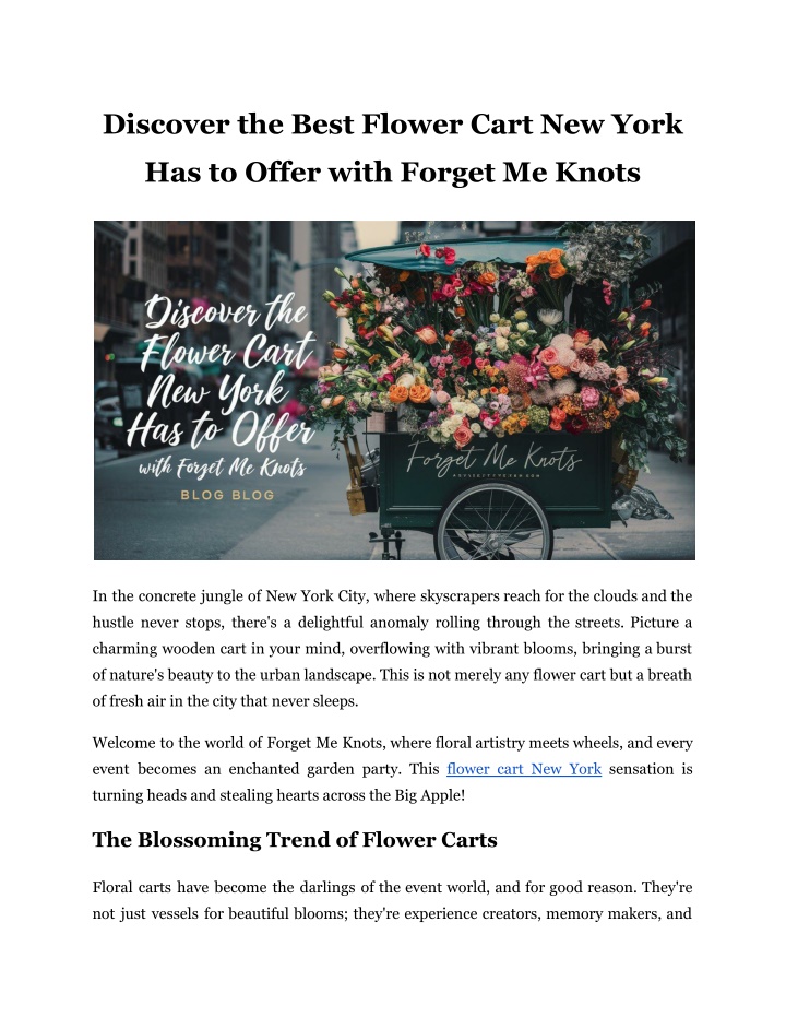 discover the best flower cart new york n.w