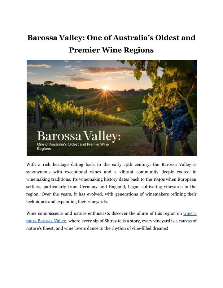 barossa valley one of australia s oldest and n.w