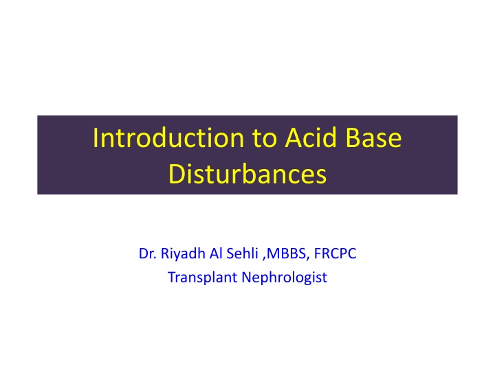 Acid-Base Disturbances in Medical Practice
