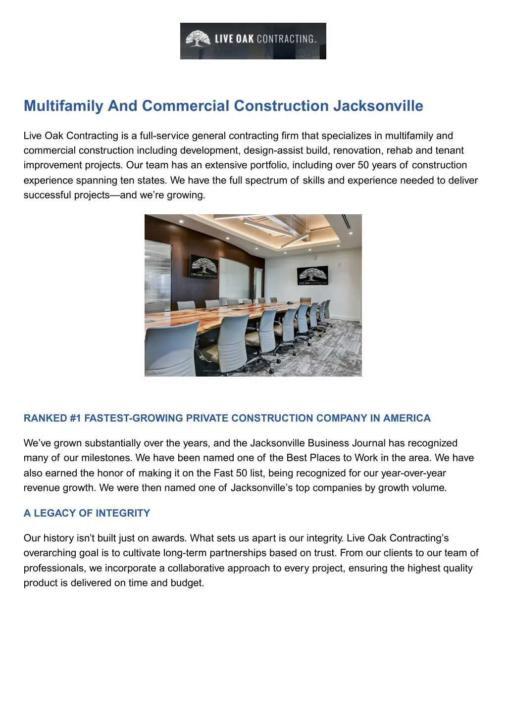 multifamily and commercial construction n.