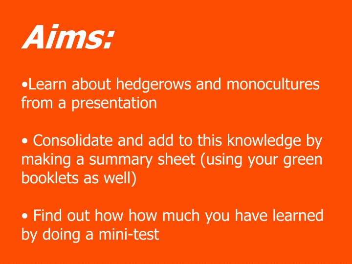 Monocultures and Hedgerows in Agriculture