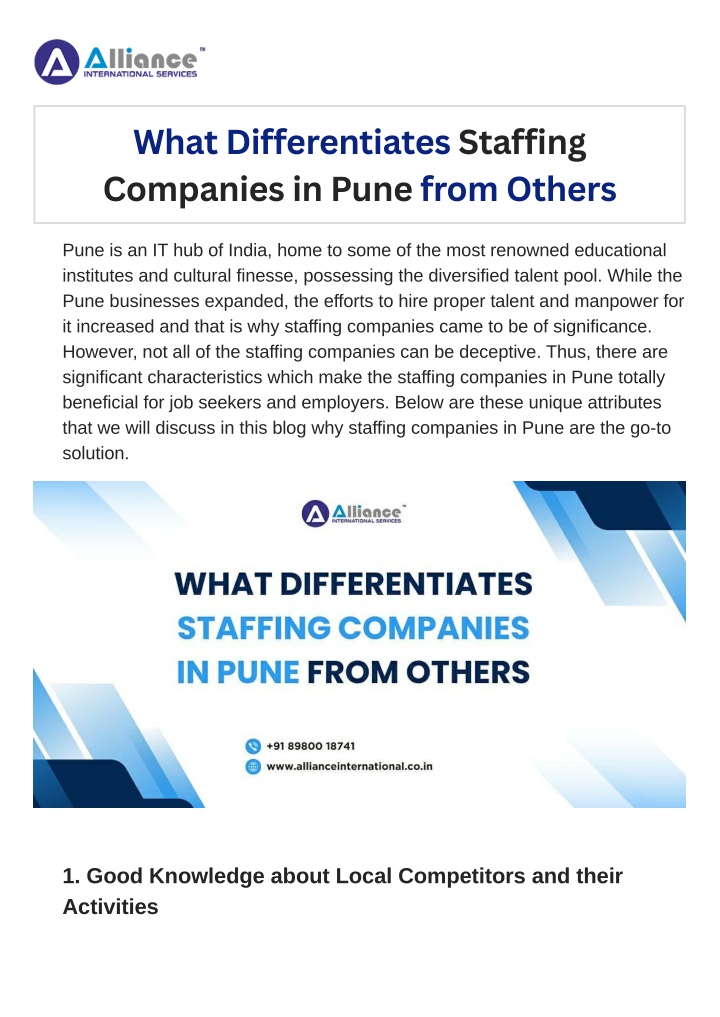 what differentiates staffing companies in pune n.w