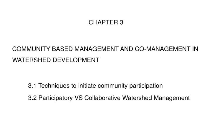 Community-Based Management in Watershed Development