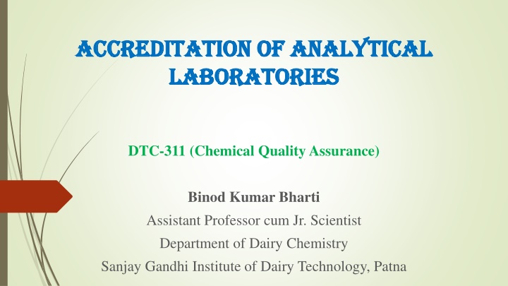 Laboratory Accreditation of Analytical Laboratories