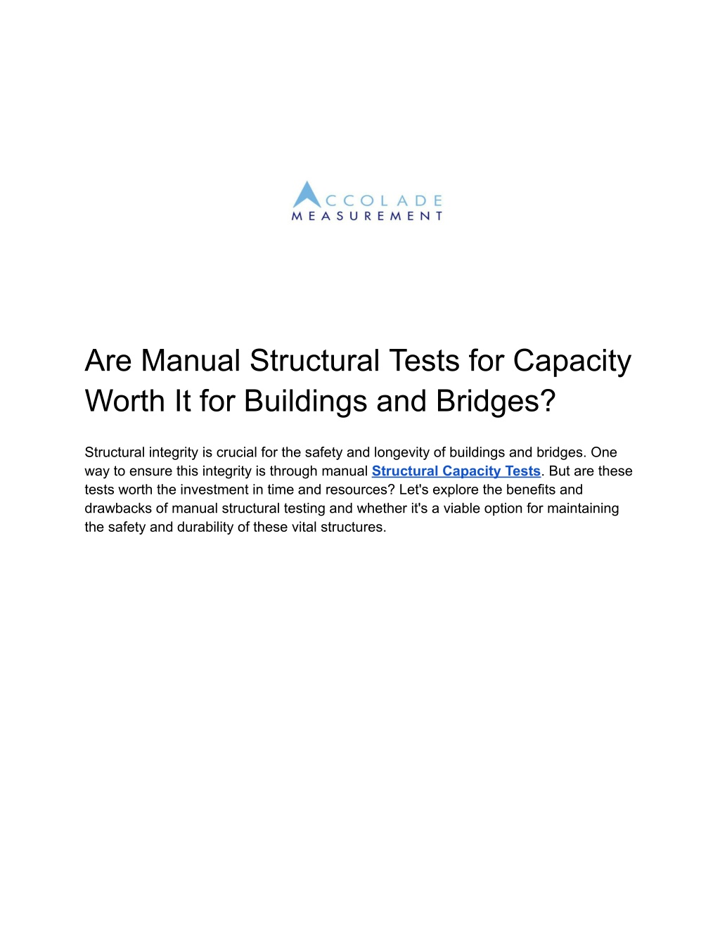 are manual structural tests for capacity worth l.w