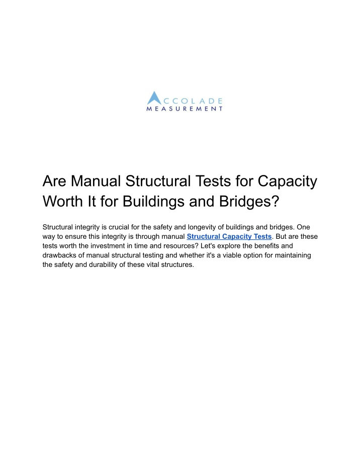 are manual structural tests for capacity worth n.w