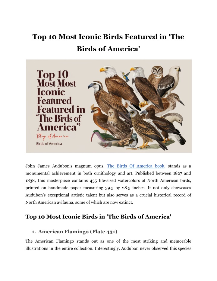 top 10 most iconic birds featured in the n.w