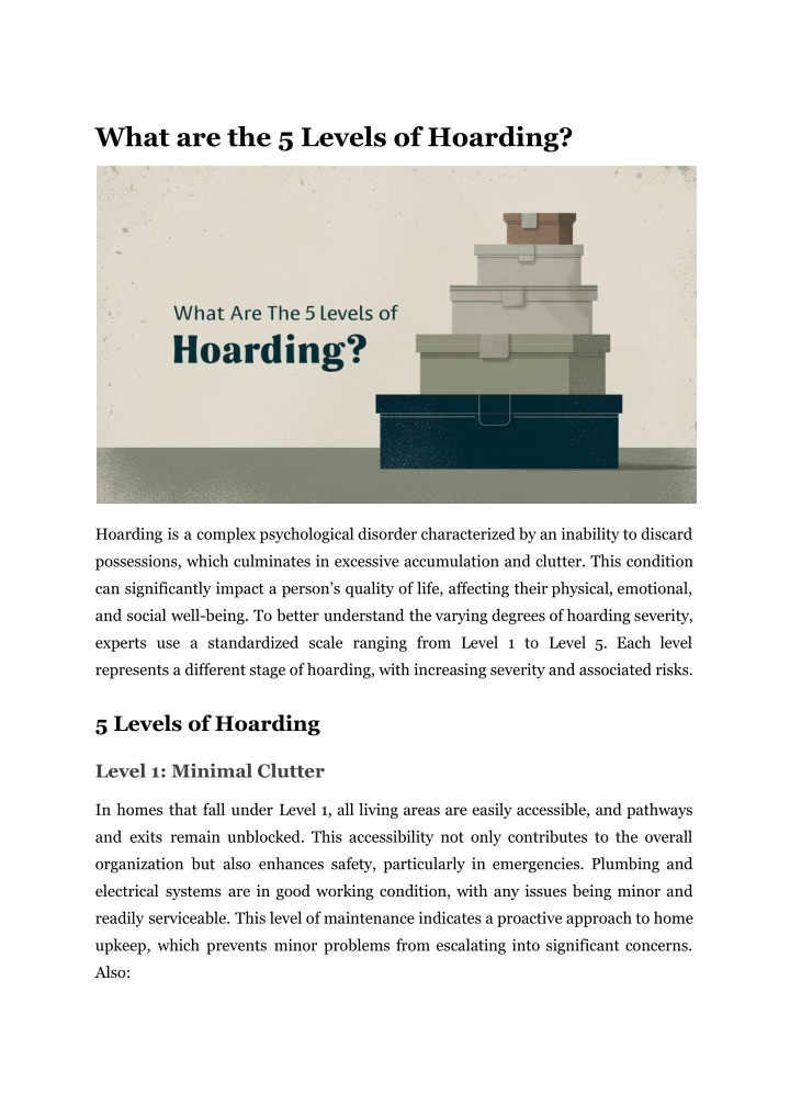 what are the 5 levels of hoarding n.w