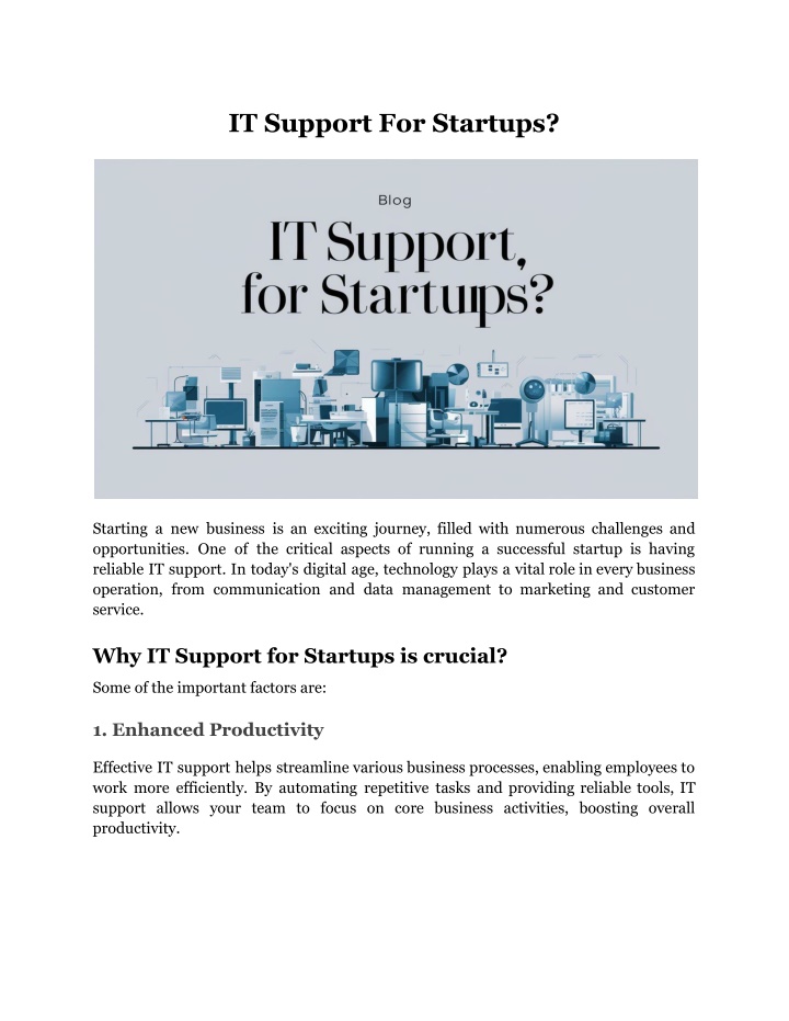 it support for startups n.w