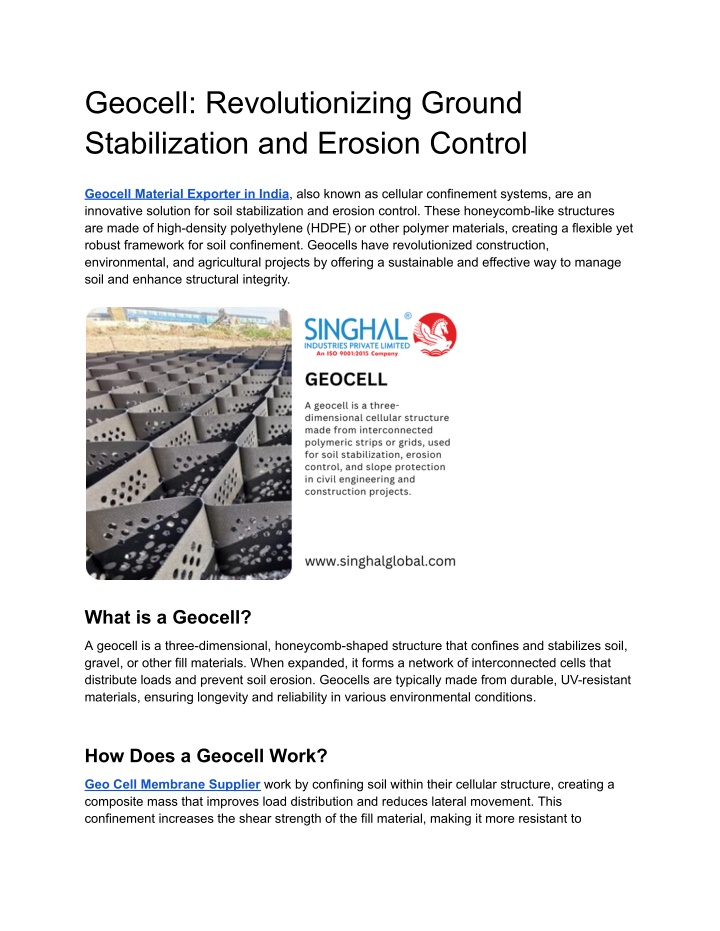geocell revolutionizing ground stabilization n.w