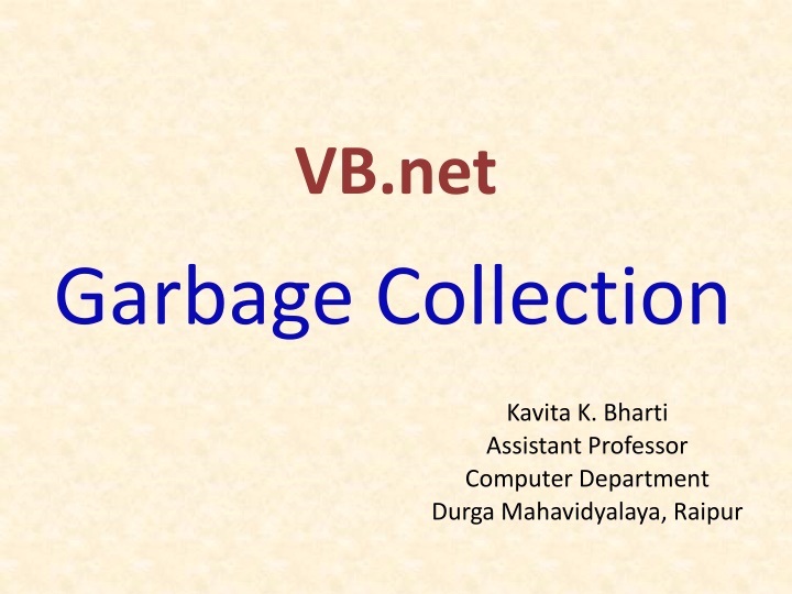 Garbage Collection in VB.net