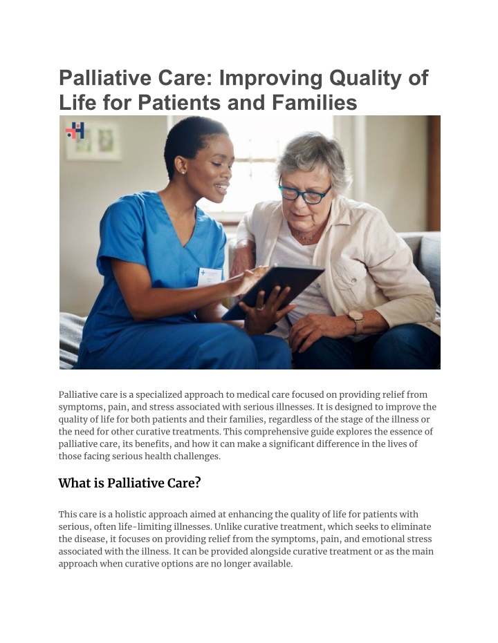 palliative care improving quality of life n.w