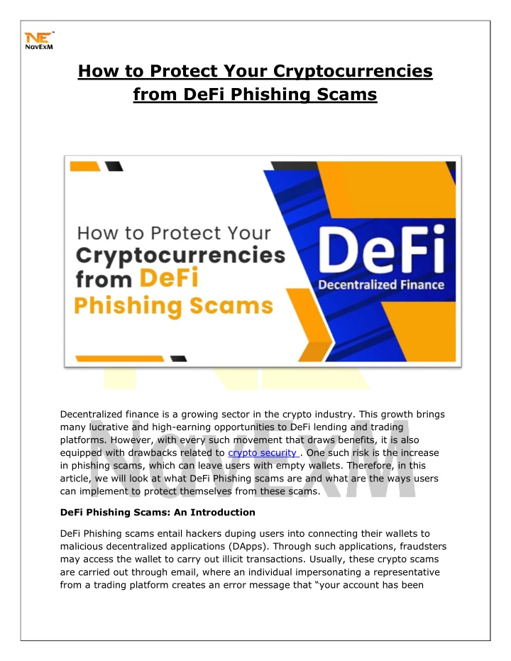 how to protect your cryptocurrencies from defi n.w