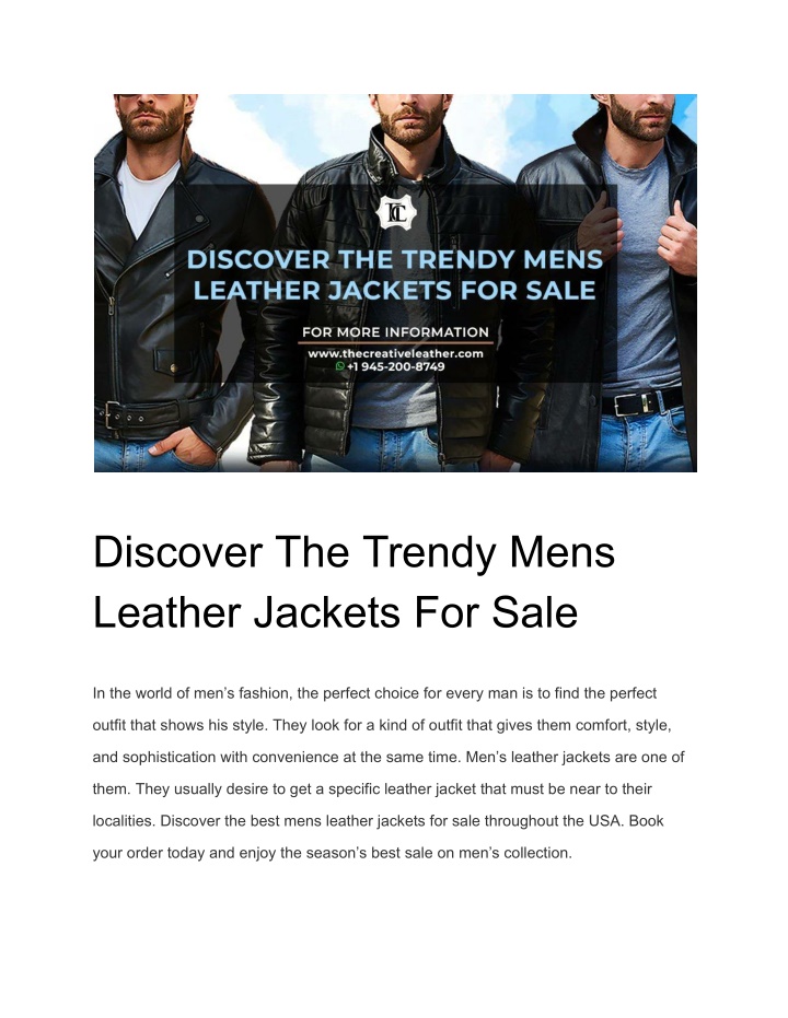 discover the trendy mens leather jackets for sale n.w