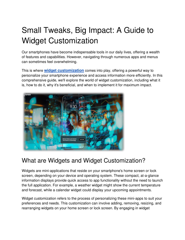 small tweaks big impact a guide to widget n.w