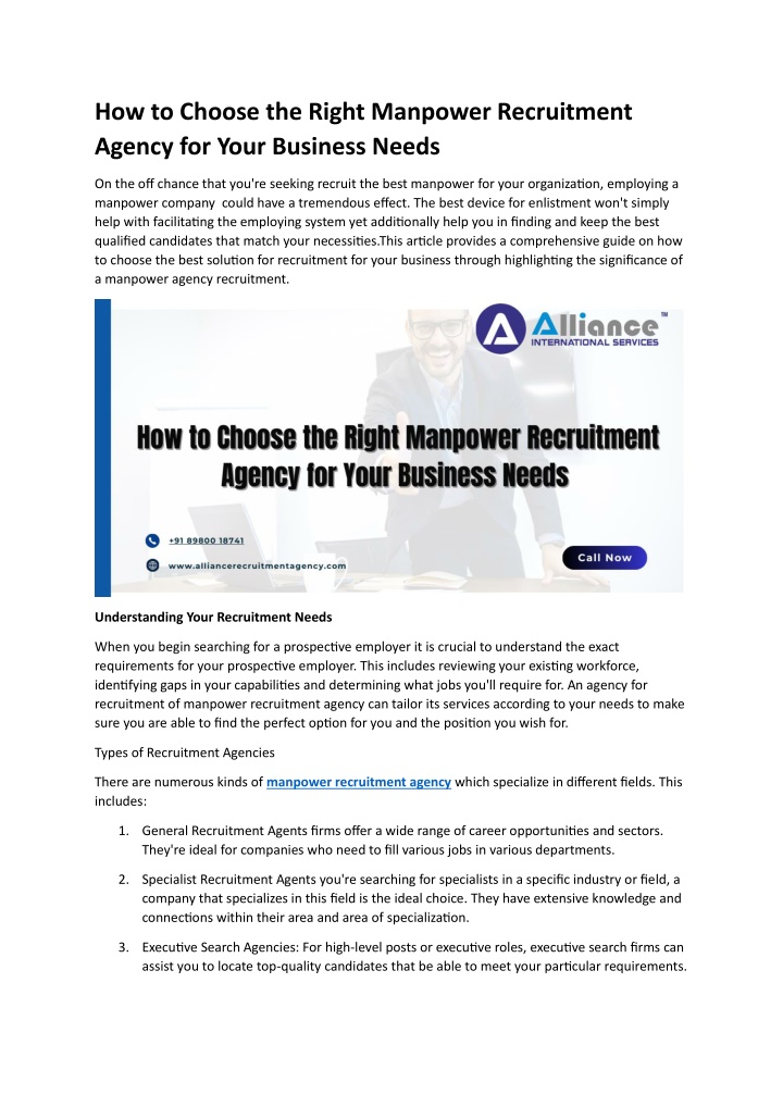 how to choose the right manpower recruitment n.w