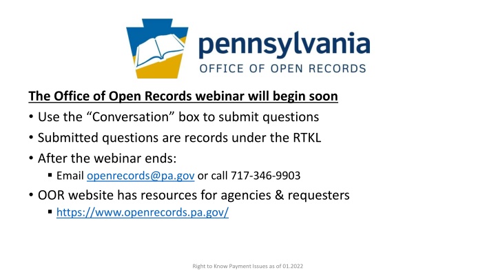 Pennsylvania Right to Know Law Fees and Processes