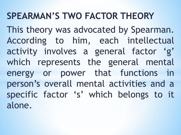 Spearman's Two-Factor Theory