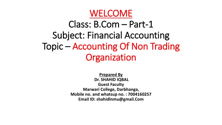 Non-Trading Organizations in Financial Accounting
