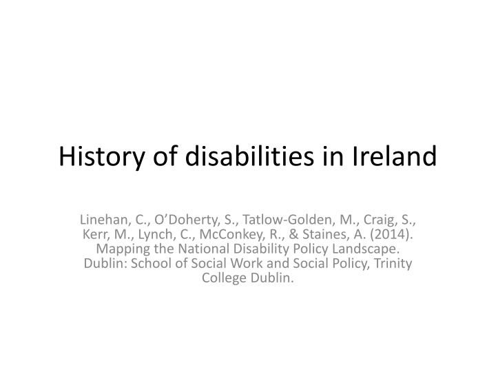 Historical Development of Disability Services in Ireland