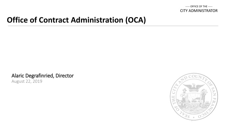 Performance Report of Office of the City Administrator