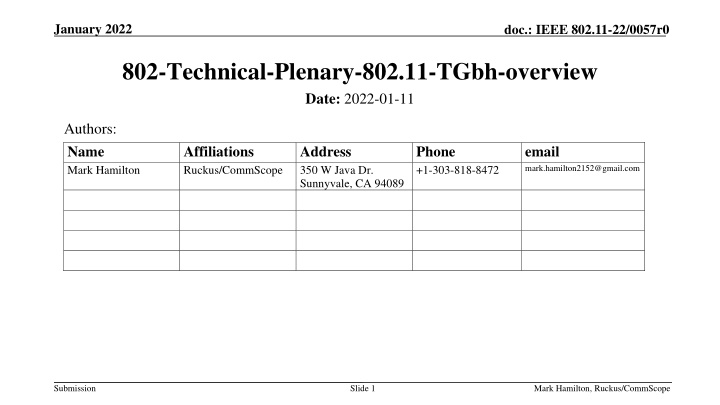 IEEE 802.11bh Overview: RCM and TGbh Activities