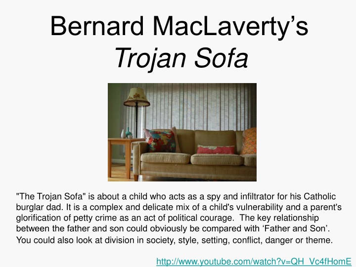 Characterization in Bernard MacLaverty's 'The Trojan Sofa' through Niall