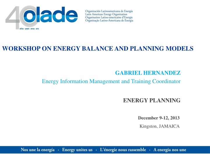 Integrated Energy Planning Workshop Overview