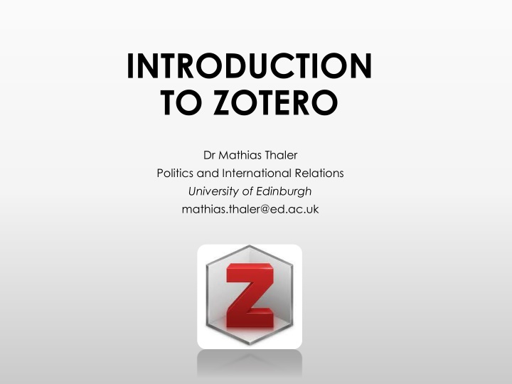 Introduction to Zotero for Effective Information Management