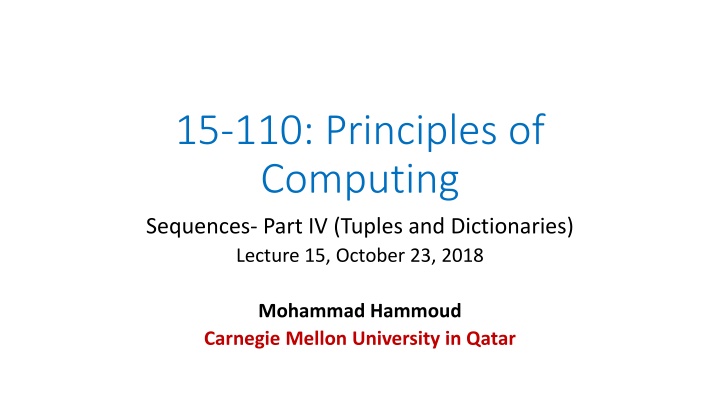 Tuples and Dictionaries in Computing Sequences