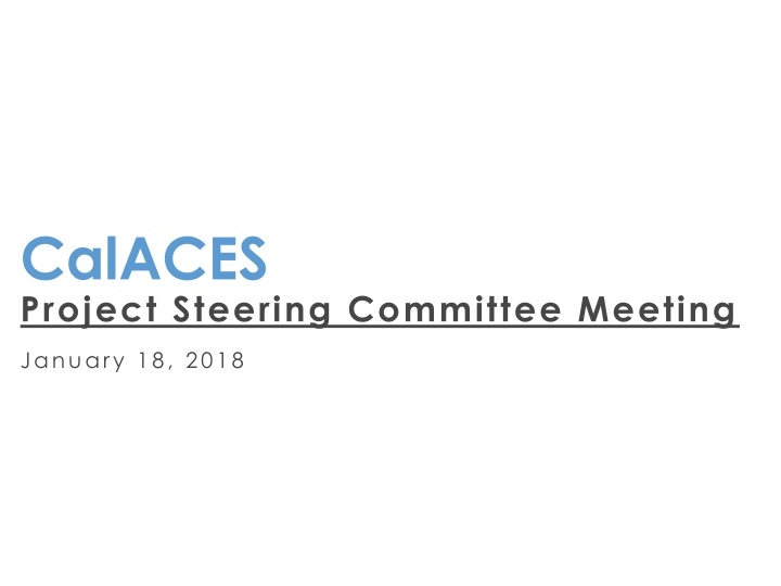 CalACES Project Steering Committee Meeting Overview