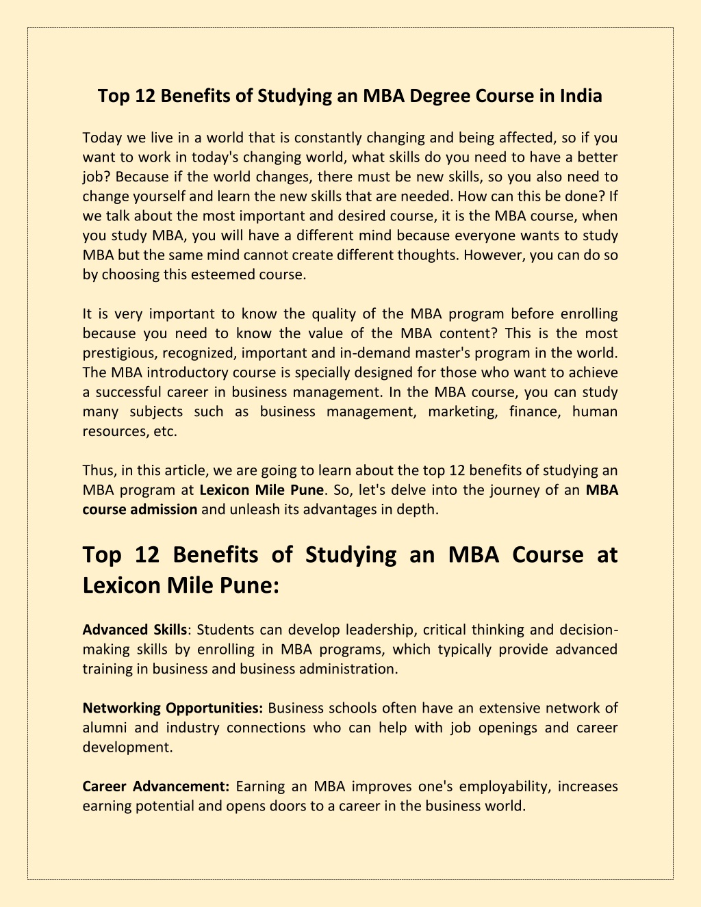 top 12 benefits of studying an mba degree course l.w