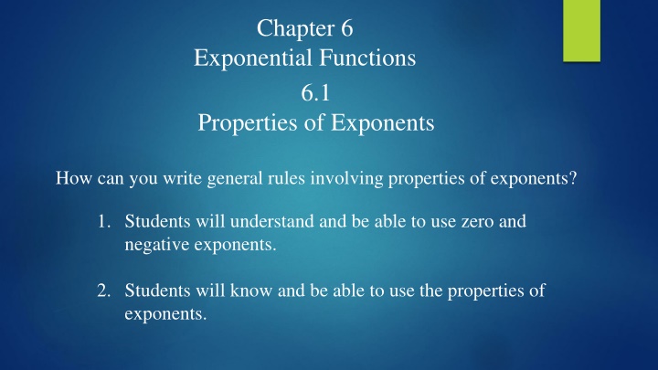 Properties of Exponents in Exponential Functions