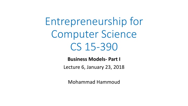 Business Models in Entrepreneurship for Computer Science