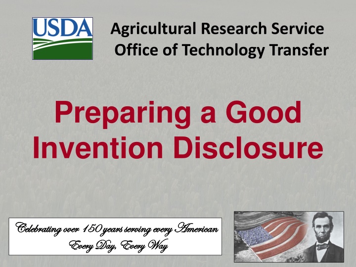 Agricultural Research Service: Invention Disclosure Guidelines