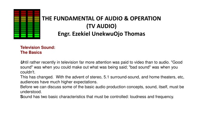 Audio Basics in Television Operations